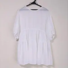 新品 半額以下 ユナイテッドアローズ 七分袖白ブラウス Aライン 体型カバー