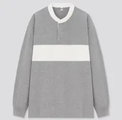 【ユニクロ/UNIQLO】スタンドカラーボーダーTシャツ（長袖）オーバーサイズ