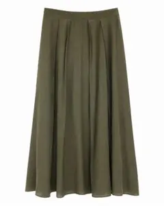 DRESSTERIOR ロングフレアスカート 38 カーキ タック 通勤 大人のサムネイル