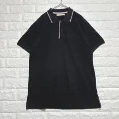 グローバルワーク　半袖ポロシャツ【M】黒　ピンクラインのサムネイル