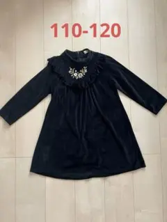 【少ロット生産】黒いフリル付き刺繍ワンピース フォーマル 発表会