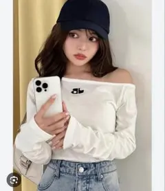 GRL ワンショルダーロゴ刺繍トップス（pm403）