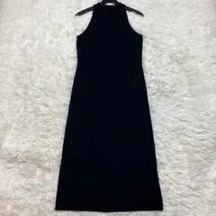 極美品エスマックスマーラ マキシ丈ワンピース Aライン アメリカンスリーブ 黒M