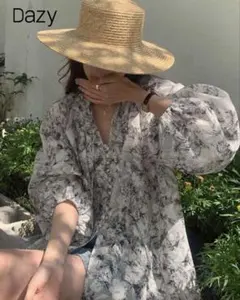 花柄 長袖ブラウス