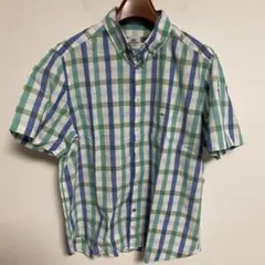LACOSTE ラコステ 半袖シャツ 緑青チェック サイズ44