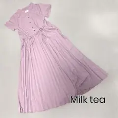 Milk tea マタニティ ロングワンピース 授乳 上品 ピンク Mのサムネイル
