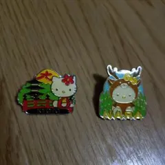 ハローキティ ご当地ピンバッジ 京都 奈良 2個セット