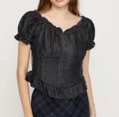 SLY PUFF SLEEVES WOVEN TOPS ブラック
