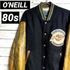O'NEILL 80s レザースタジャン　ウール　牛革　アメリカ国旗　日本製