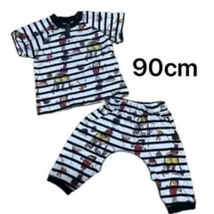 ボーダー柄 キャラクタープリント 半袖Tシャツ＆パンツ セットアップ パジャマ