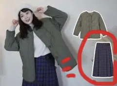 GU チェックプリーツミディスカート ゆべしちゃん