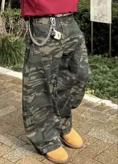 CRAMMY カモフラワイドデニムパンツ 迷彩柄 ワイドデニムパンツ Sサイズ