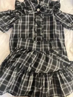 地雷系 セットアップ 黒チェック