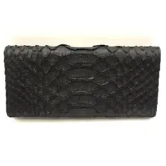 【未使用】アルカンモラレスパイソン蛇革製 黒 二つ折り財布
