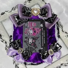 硬質 カード ケース デコ リボン b8 紫 箔押し