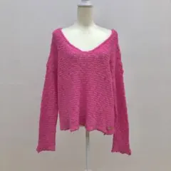 ninamew ニーナミュウVネック ニット 長袖 ピンク