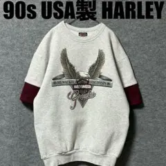 90s USA製 HARLEY-DAVIDSON 両面プリントイーグルレイヤードのサムネイル