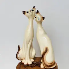 シャム猫 陶器製 置物 ペア 2体セット