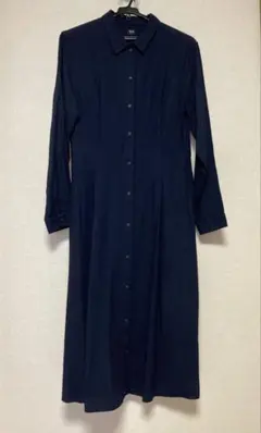 ユニクロ　ソフトフランネルフレアワンピース(ネイビー)Ｍ