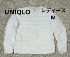 美品 ユニクロ 2WAYダウンジャケットレディースMアイボリー系(収納袋付）