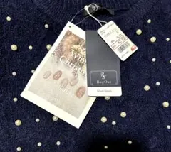 【タグ付き未使用】RagOut パール付きニットセーター Lサイズ ネイビー