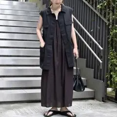B.C STOCK シアーギンガムギャザーキャミワンピース