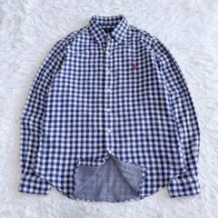美品✨RALPH LAUREN シャツ リネン チェック ポニー ステイカラー 