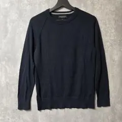 【シルク・カシミヤ混】バナナリパブリック クルーネックニット ネイビー Sサイズのサムネイル