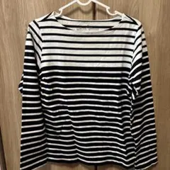 無印良品　白黒ストライプ 長袖Tシャツ
