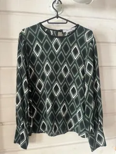 MARELLA ダイヤモンドパターン 長袖シルクブラウス美品のサムネイル
