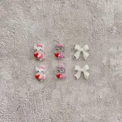 【新品未使用】キティ キティちゃん サンリオ ネイルパーツ リボン ピンク 6P