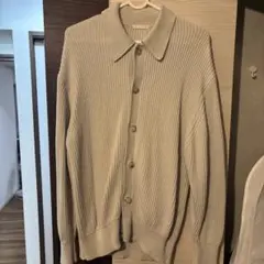 リブ編みライトグレーカーディガン