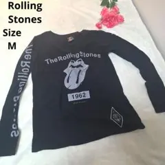 【オシャレ☆Rolling Stones】黒　ロゴ入り ロンT サイズM