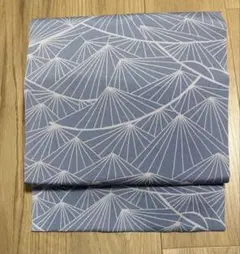 ［美品］幾何学模様　名古屋帯 ブルー