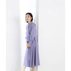 【美品】ナチュラルビューティーベーシック　ショルダータックワンピース　ブルー
