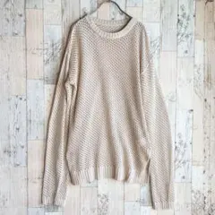 美品　セレクトモカ　レディースニット　透かし編み　生成り　ゆったり　Mサイズ