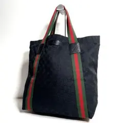 【美品✨】グッチ　トートバッグ　肩掛け　シェリーライン　大容量　GG 黒色