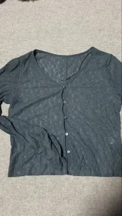 ダークグレー Vネック カーディガン