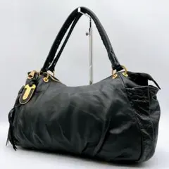 U by Ungaro レザー ハンドバッグ ブラック 肩掛け h77のサムネイル