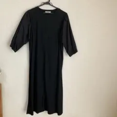 CLASSICAL ELF ブラック 5部袖ワンピース