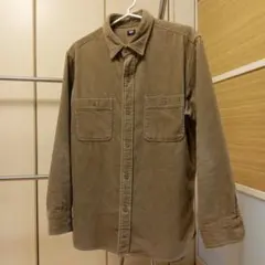 【美品】UNIQLOベージュ コーデュロイワーク シャツ 長袖　L