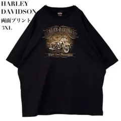 ハーレーダビッドソン Tシャツ 黒 3XL 両面プリント 90s バックプリント