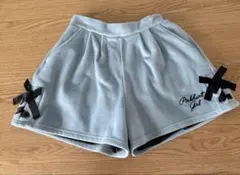 ピンクハント ショートパンツ ベルベット風　くすみブルー　120cm