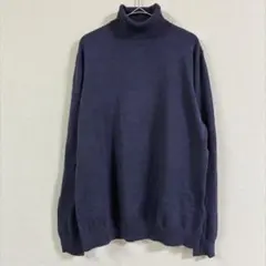 即購入OK⭐️ランズエンド 【L】タートルネック 長袖 ニット 紺 無地