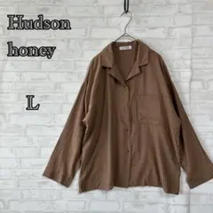 【ハドソンハニー】ブラウン 長袖シャツ L とろみブラウス a2719