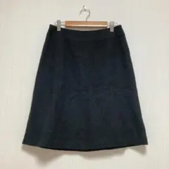 【ナチュラルビューティーベーシック】フレアスカートひざ丈 ブラック L 秋冬