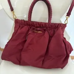 PRADA baulettoナイロン 2way ショルダーバッグ ボルドーのサムネイル