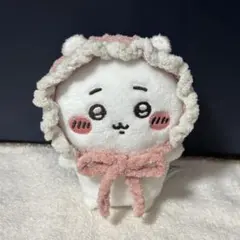 ハンドメイド ちいかわ おすわりぬいぐるみ ボンネット サーモンピンク ラメ
