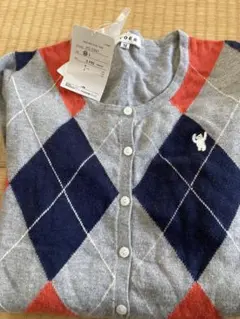 コーエン　アーガイル柄 グレー カーディガン M