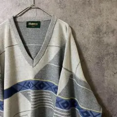 90s vintage 柄ニット　セーター　メンズ　XL 古着　個性派　M2